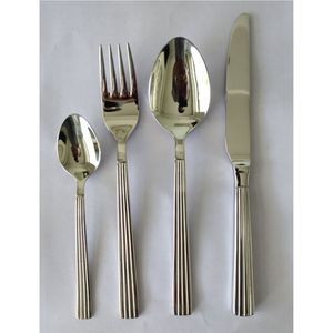 Cubertería Moderna de 24 Piezas de Acero Inoxidable, Cubiertos Plateados con Acabado Espejo de Lujo, Vajilla Elegante, Cuchara, Tenedor, Cuchillo - Product Image 6