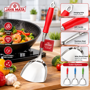 JAYA MATA JM190 Spatule de cuisine robuste en acier inoxydable, spatule large, retourneur de nourriture, manche en ABS, ustensile de cuisine 355 mm, compatible lave-vaisselle - Product Image 4