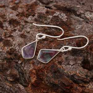 Rainbow Fluorite <b>Stud</b> Earrings 925 Sterling <b>Silver</b> Gold Plated Minimalist Handmade Women's Art Deco Jewelry Wholesale - Product Image 2