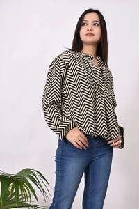 Elegante Camisa Estampada de Satén para Mujer, Ropa de Oficina para Primavera y Otoño - Product Image 3