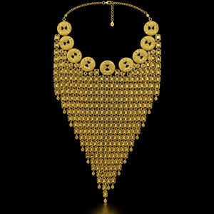 Collar árabe de oro laminado de 14K, 18K, 24K al por mayor, con diseño de monedas en cascada y azulejos geométricos, joyería nupcial árabe de oro. - Product Image 4