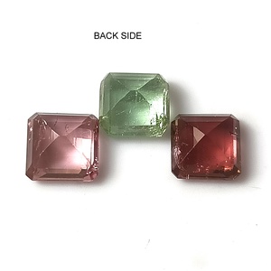 พลอยทัวร์มาลีนแซมเบียสีพาสเทลหลากหลายขนาด 7x7 มม. น้ำหนัก 5.0 กะรัต รูปทรงมรกต ชุด 3 ชิ้น แบบเม็ดเดี่ยว - Product Image 6