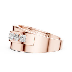 Rose Gold Lab Grown Diamond Men's Band Ring, Round Cut Diamond Channel Set Wedding Ring, Modern Luxury Fine Jewelry <b>Gift</b> - Product Image 2
