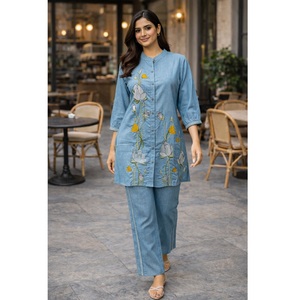 Ensemble coordonné pour femmes très demandé, manches courtes, en poly-linens et coton, écologique, toutes saisons, pour la maison et les soirées - Product Image 1