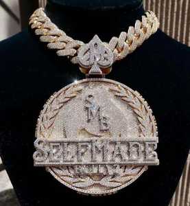 Colgante de medallón de lujo con incrustaciones de moissanita VVS, cadena cubana, joyería hip hop con apariencia de diamante, pieza llamativa - Product Image 2