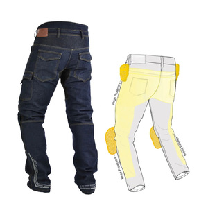 DAIZEN STAR INTERNATIONAL Men's Denim Motorcycle Jeans Thigh Knee Protectors for Lining Breathable Full Sleeve 220g All Wear - Product Image 2