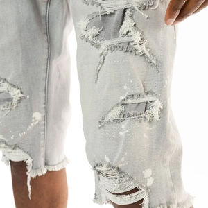 Nouvelle Arrivée Short en Jean Décontracté pour Homme Coupe Ample Facile à Porter Vente Directe Usine Style Salopette Tricotée Délavé Foncé pour l'Été - Product Image 5