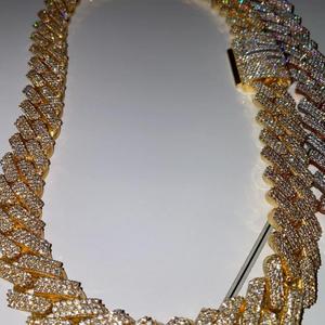 925 Sterling Silver Gold Plated Cuban Link <b>Chain</b> with Moissanite Hip Hop Fashion Jewelry <b>Necklace</b> for Party Events - Product Image 4