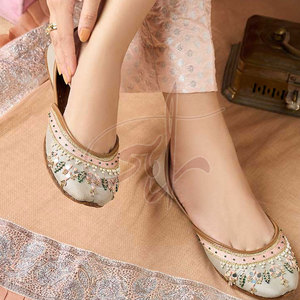 Heavy Neckline Mirror <b>Work</b> Handcrafted Formal <b>Khussa</b> Raw Silk Upper Leather Midsole Anti-Slippery High Quality - Product Image 2