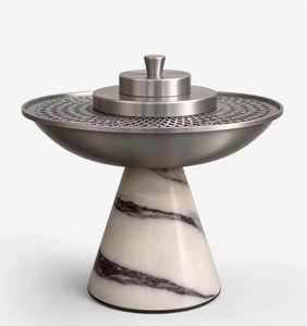 Brûleur d'encens indien décoratif écologique Lavie Creations, base en résine avec dessus en acier inoxydable, parfum d'ambiance luxueux pour la maison, aromathérapie - Product Image 1