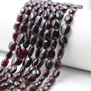 Chaîne de grenat naturel, perles ovales lisses, 5*7 mm, 12 pouces, perles ovales de grenat pour la fabrication de bijoux - Product Image 1