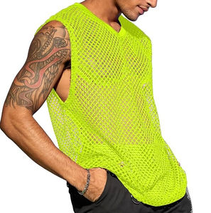 Wholesale Latest Streetwear OEM Elastic <b>Ribbed</b> Wife Beater <b>Vest</b> for <b>Men</b> Summer Gym Tank Top Sleeveless - Product Image 4