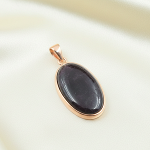 Colgante de Plata de Ley 925 con Cabujón Ovalado de Piedra de Sangre Natural, Hecho a Mano, Chapado en Oro Rosa y Oro Amarillo, Joyería de Piedra Curativa para Ella - Product Image 3
