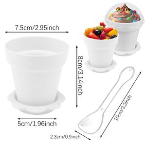 Juego de 40 Vasos de Plástico para Postre con Tapa, Base y Bandeja, 100 Cucharas, Mini Macetas para Helado, Repostería, Pudín, Bodas/Cumpleaños - Product Image 2