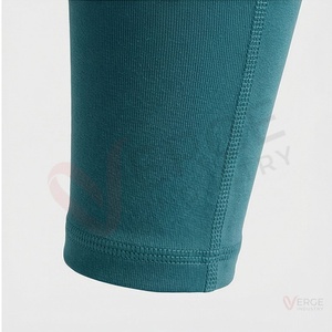 Ensemble de yoga 2 pièces pour femmes, haut court côtelé sans manches bleu sarcelle et leggings taille haute - Product Image 6