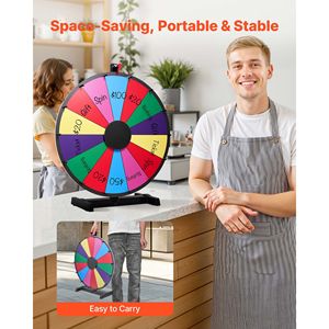 Ruota della Fortuna da Tavolo da 24 Pollici con 14 Scomparti, Ruota Girevole con Supporto e 6 Segnapunti Cancellabili a Secco, 2 Pezzi - Product Image 5