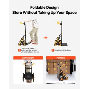 Carrello Pieghevole Robusto con Capacità di Carico di 150 Kg per Salire le Scale, con 6 Ruote, 2 Carrelli per la Spesa e Manico Telescopico - Product Image 4