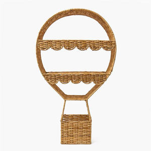 Étagère murale en rotin en forme de montgolfière festonnée pour enfants, bibliothèque flottante en osier, rangement mural décoratif pour chambre d'enfant - Product Image 1