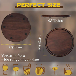 Wood <b>Coasters</b> with Metal Holder Walnut <b>Wooden</b> <b>Coaster</b> Tabletop Protection for Drinks Coffee Table 4 Inch - Product Image 2