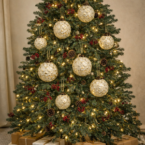 Ornements de Noël en verre effet blanc délavé avec feuille d'or, durables et de haute qualité, à prix réduit, très demandés - Product Image 2