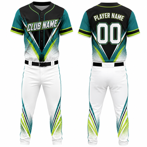 Ensemble d'uniformes de baseball personnalisés pour garçons, maillot à manches courtes en polyester sublimé anti-humidité, pantalon à taille élastique, col de baseball - Product Image 1