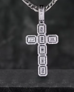 จี้รูปกากบาท จี้ฮิปฮอป เงินแท้ 925 ประดับเพชรโมอิสซาไนต์ VVS จี้สไตล์ศาสนา จี้แร็ปเปอร์ สร้อยคอประดับเพชรสำหรับผู้ชายและผู้หญิง - Product Image 1