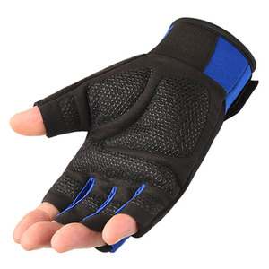 Gants de musculation demi-doigts unisexes pour la gym, antidérapants, respirants, avec support de poignet, noirs, fermeture auto-agrippante - Product Image 2