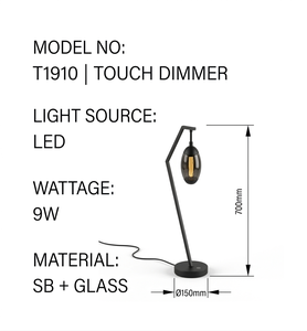 Modern Minimalist Desk Lamp Metal Base Glass Shade Black Color Warm White <b>LED</b> <b>Light</b> 2700K Indoor <b>Bedroom</b> Use Lumetal Vietnam - Product Image 3