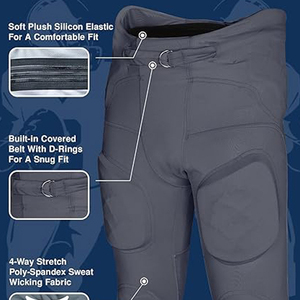 Mens Black <b>Padded</b> American Football Pants Athletic Fit Breathable Practice Game Performance Sportswear Adult Wear high - Product Image 5