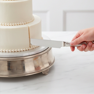 Cuillères à gâteau couleur argent avec manches sculptées à la main, idéales pour servir les gâteaux, spatule et couteau de cérémonie - Product Image 6