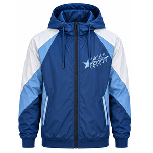 Windbreaker <b>Jacket</b> for <b>Men</b> <b>Lightweight</b> Outdoor Sports Water Resistant Full Zip Hooded Activewear Custom Sportswear Bulk Producer - Product Image 1