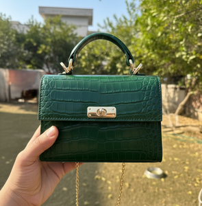 Sac à main de luxe pour femme en cuir de crocodile plaqué, sac bandoulière et pochette, sac à main en cuir d'alligator de haute qualité - Product Image 2