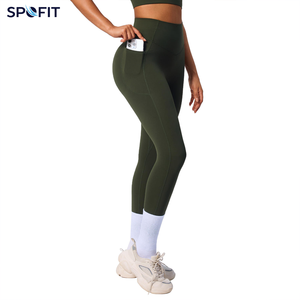 Leggings Deportivos de Cintura Alta con Logotipo Personalizado, de Secado Rápido, con Bolsillos Laterales, Elásticos en 4 Direcciones, de Spandex/Nailon para Mujer - Product Image 2