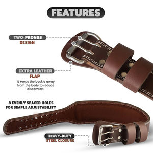 Ceinture de musculation en cuir de vachette respirante, légère et résistante de bonne qualité pour la musculation et l'entraînement de force - Product Image 4