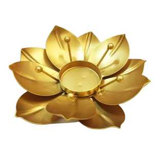 Portavelas de Lujo de Madera con Forma de Flor de Loto, Ecológico, para Cumpleaños, Navidad, Portavelas Votivo con Flor Desplegable, para Bodas y Fiestas - Product Image 1
