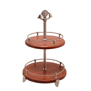 Platos Redondos Decorativos para Servir Frutas, Bandejas de Madera, Soporte para Pastel de 2 Niveles, Centro de Mesa para Eventos y Fiestas, Decoración de Grado Alimenticio - Product Image 1