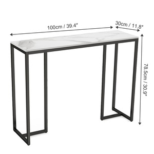 Mesa Consola Compacta de Acero con Patas Delgadas y Elegantes para Pasillos Estrechos, Apartamentos Pequeños, Comedores - Decoración Moderna para el Hogar - Product Image 3