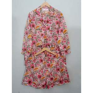 Conjunto de Pijama de Verano Clásico y Elegante 100% Algodón Puro con Estampado de Canguro, Bolsillos, Cordón Ajustable, Suave y Transpirable - Product Image 5