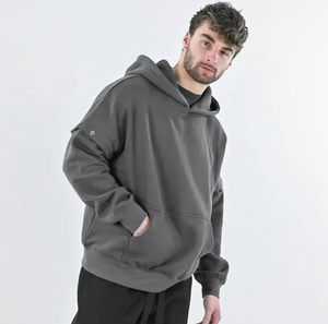 Sweat à capuche streetwear personnalisé de haute qualité en coton 500 g/m², en molleton bouclette, style vintage délavé à l'acide, effet soleil, imprimé DTG, pour hommes - Product Image 5