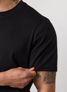 T-shirt noir uni ajusté en coton pour homme – Vente en gros 100 % coton - Product Image 5