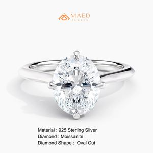 925 Sterling <b>Silver</b> Oval Cut Moissanite/Diamond <b>Solitaire</b> Engagement <b>Ring</b> for Women, Classic 4 Prong Setting Minimalist - Product Image 6