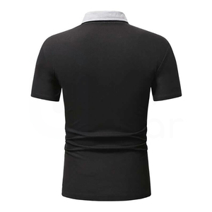 Polo pour homme à blocs de couleur, manches courtes, tricoté, respirant, décontracté, bleu, noir, gris - Product Image 4
