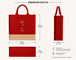 Red Jute <b>Canvas</b> <b>Tote</b> Bag Eco-Friendly Reusable Shopping Gift Grocery 30x28x12cm Rope Handle Wedding Exhibition - Product Image 2