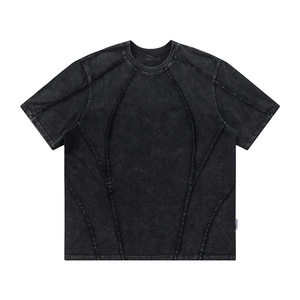 เสื้อยืดทรงบ็อกซี่ขนาดใหญ่พิเศษสำหรับผู้ชาย เสื้อยืดผ้าฝ้าย 100% ล้างสีแบบแอซิดวอชสำหรับผู้ชาย - Product Image 1