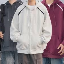 Oversized <b>White</b> Full-<b>Zip</b> Hoodie Streetwear Men’s Heavyweight Cotton Fleece Track Jacket - Product Image 3