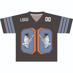 Maillot de football américain personnalisé à manches courtes, style streetwear tendance, avec logo imprimé et broderie, design en maille, coupe courte, chemise de football mode - Product Image 5