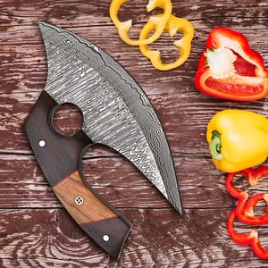Viking Art CustomHandmade Damascus Steel Chef Ullu <b>Knife</b> Wood Handle Leather Sheath 6-7.9in Blade Modern Style Ambidextrous - Product Image 2