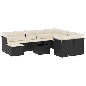 Conjunto de Sofá de Jardín de Ratán PE Negro con Acero con Recubrimiento en Polvo y Vidrio Templado, Muebles de Exterior Duraderos - Product Image 2
