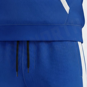 Chándal con Capucha para Hombre, Estampado Geométrico Azul, Ropa Deportiva Informal de Longitud Completa con Bolsillos Laterales, Material de Poliéster Transpirable - Product Image 6