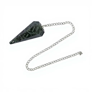 Péndulo de piedras preciosas facetadas con cadena de plata, herramienta de cristal natural para radiestesia, meditación y Feng Shui. - Product Image 3